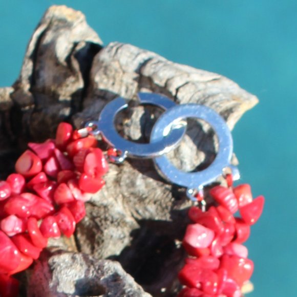 The Cleopatra Necklace Collection/ Natural Red Coral Chips - Picture 4 of 7